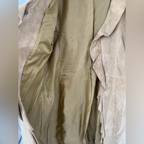 Wilsons Leather Y2K Vintage Ruffled Golden Soft Suede Long Coat Size Large - Picture 5 of 10
